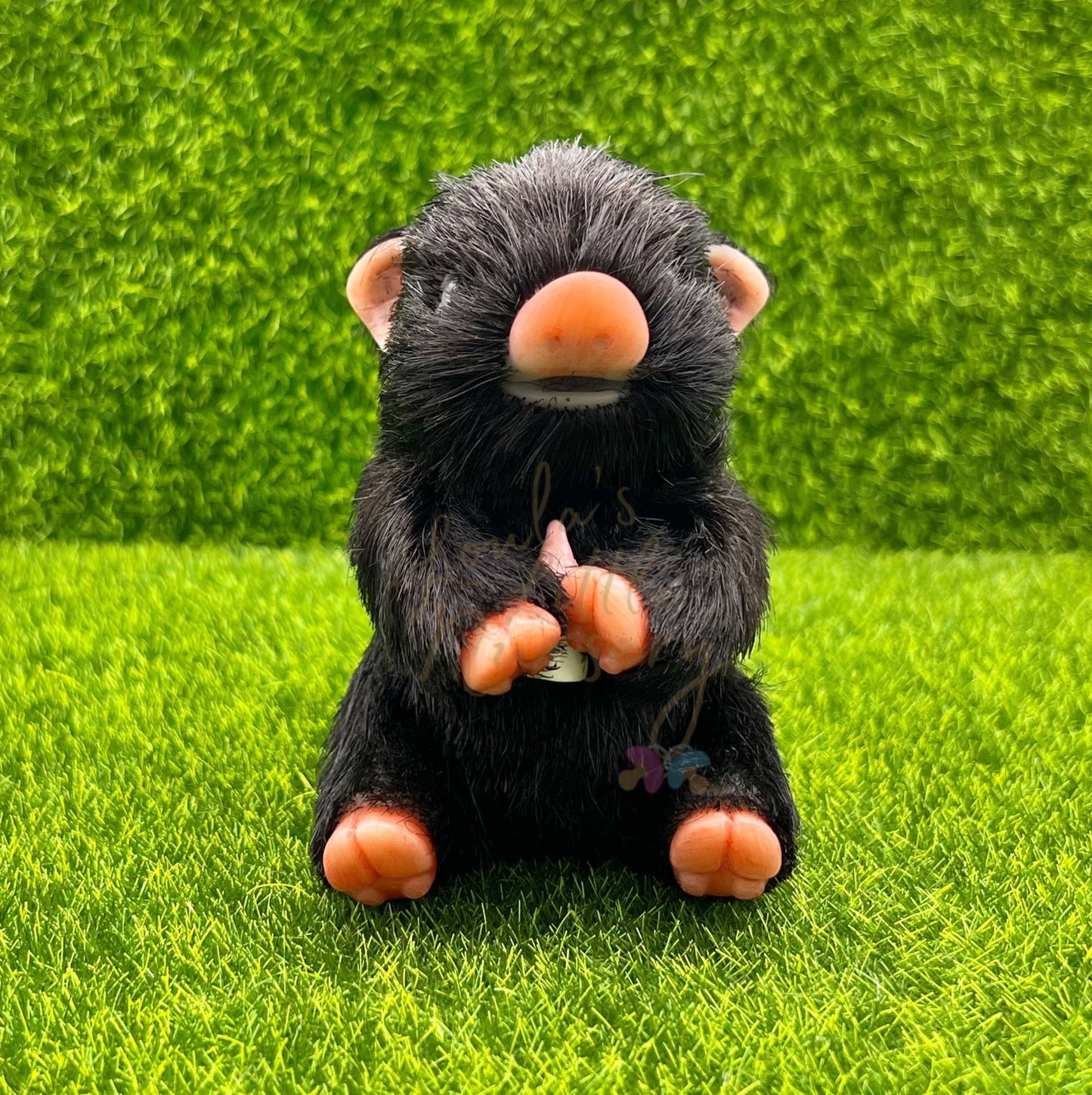 Sitting Black Velvet Piglet Holding Milk Bottle (due to be born in up to 6 weeks+)