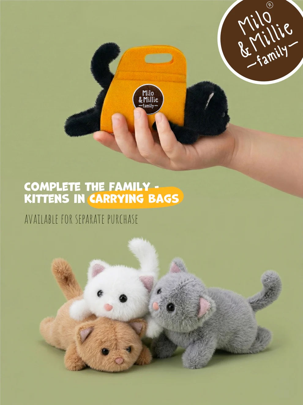 Milo The White Cat Plush (35cm & 56cm) - Orange Toys Milo & Millie Family