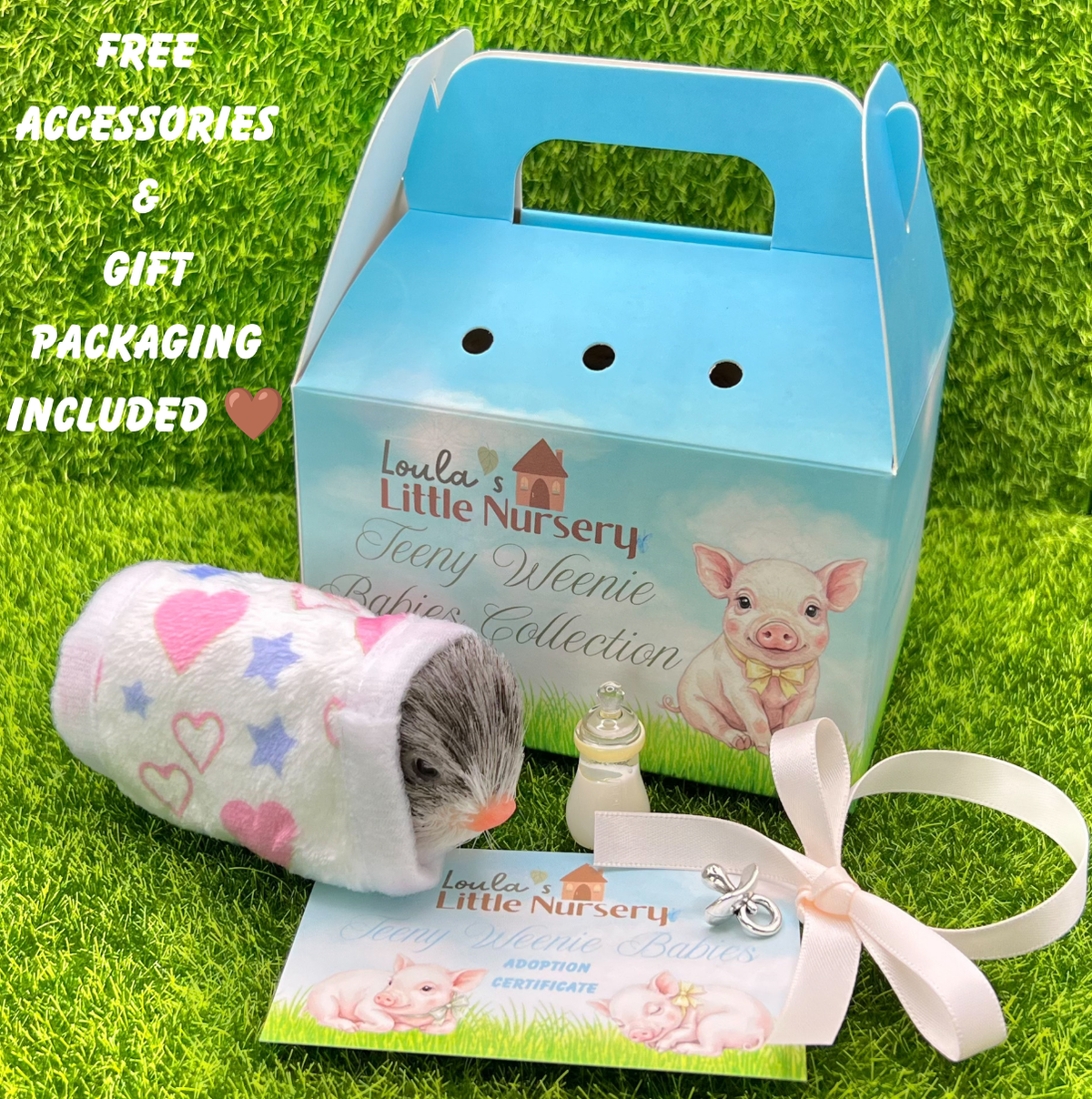 Baby Embers Silicone Piglet (includes tiny snuggly blanket, mini milk bottle & metal pacifier) - Teeny Weenie Babies Collection®