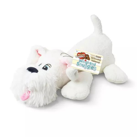 Pound Puppies White Fur Weighted Snuggles Plush