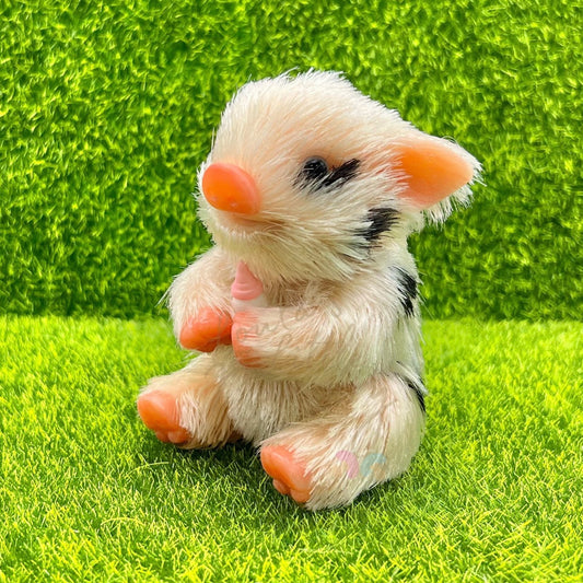 Sitting Polka Dot Piglet Holding Milk Bottle