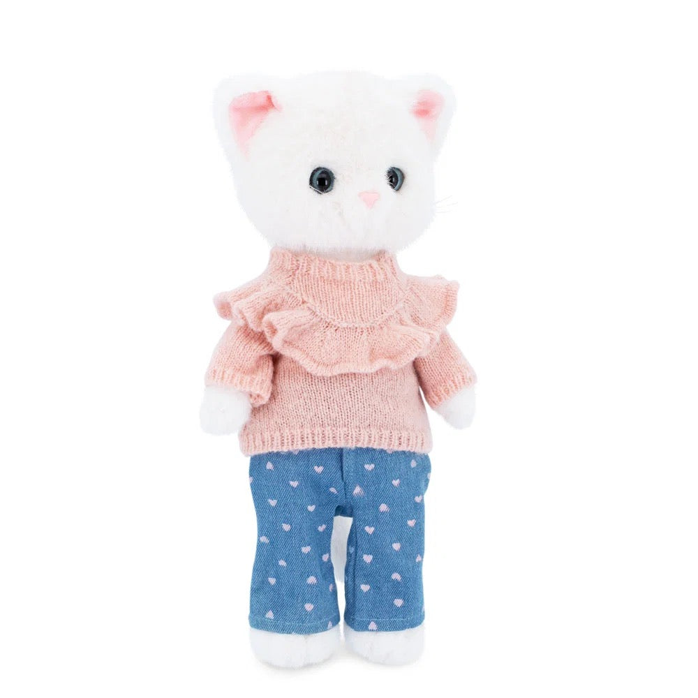 Lucky Kitty Sophie Denim Hearts - Orange Toys
