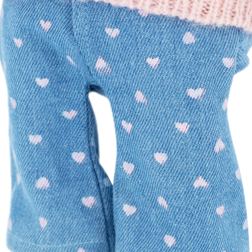 Lucky Kitty Sophie Denim Hearts - Orange Toys