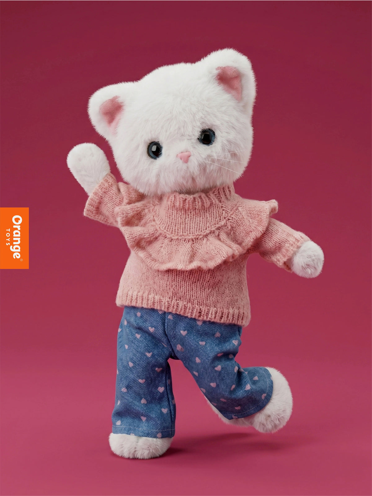 Lucky Kitty Sophie Denim Hearts - Orange Toys