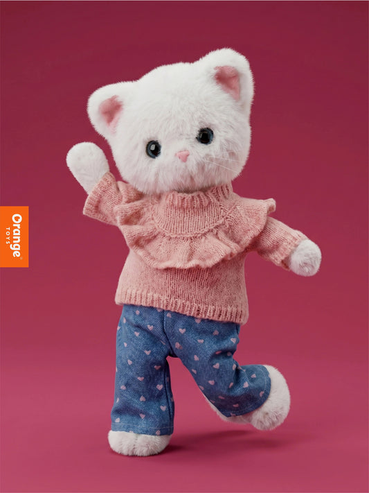 Lucky Kitty Sophie Denim Hearts - Orange Toys