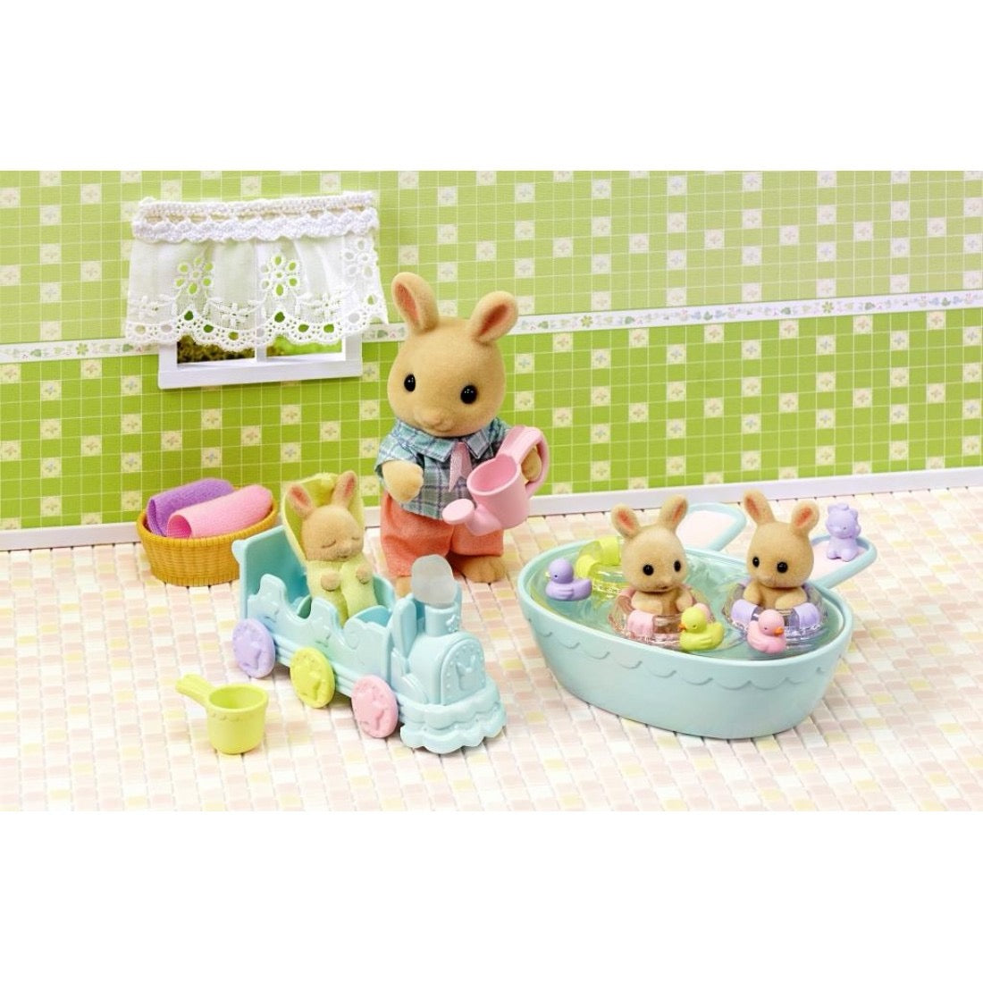 Sylvanian Families Milk Rabbit Triplets Bathtime Set