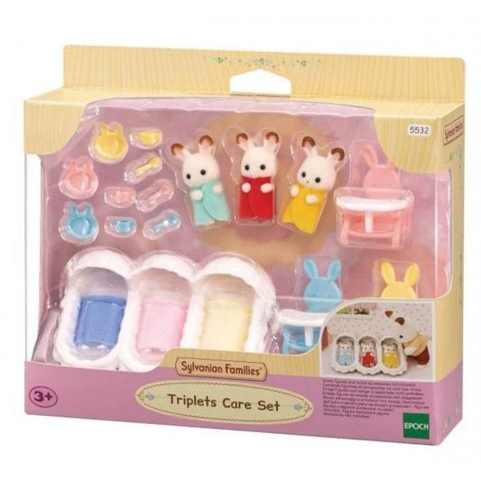 Sylvanian Families Chocolate Rabbit Triplets Care Set
