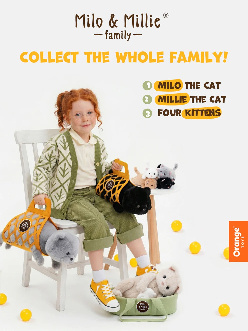 Millie & Kitten 3-in-1 Plush Cat Set - Orange Toys Milo & Millie Family