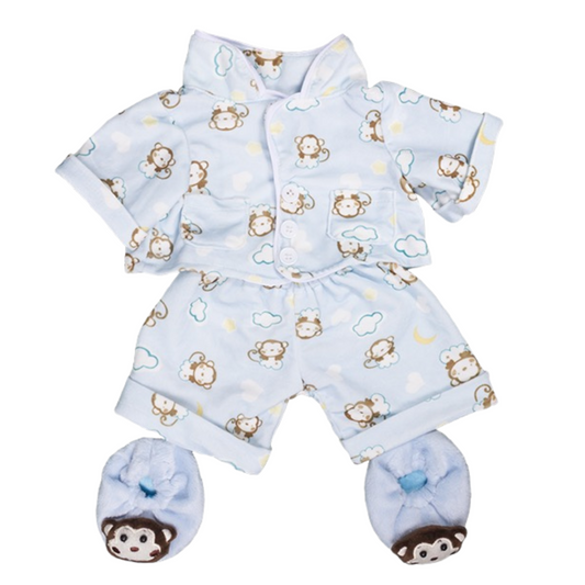 Blue Monkey Pyjamas & Slippers - Stuff & Fluff Clothing