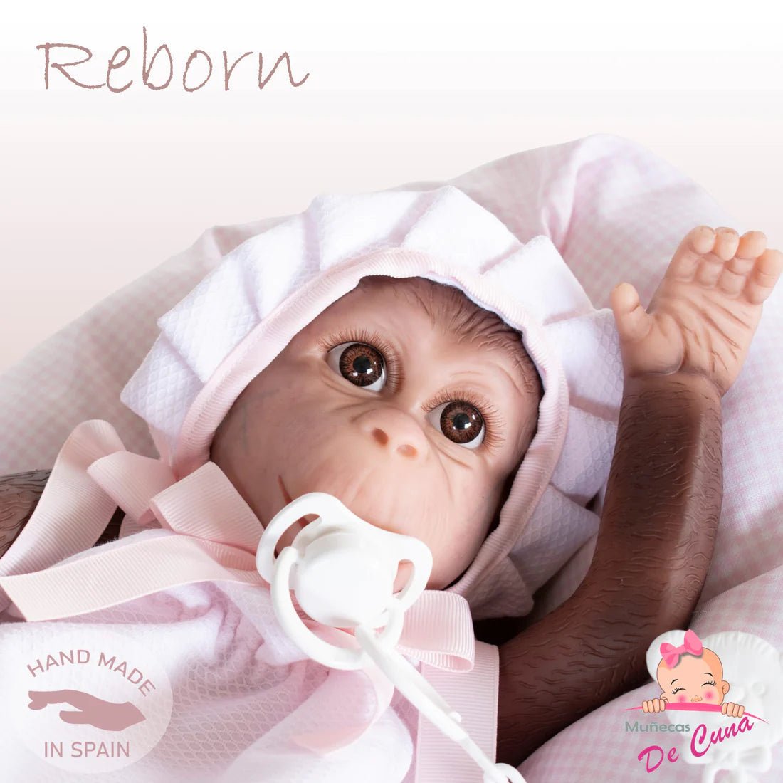 Eyelashes Reborn Monkey Pink Dress - Loula’s Little Nursery
