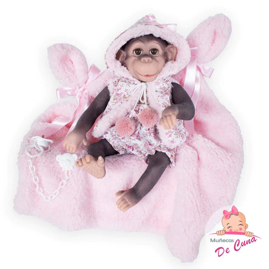 Eyelashes Reborn Monkey Pink Jacket - Loula’s Little Nursery