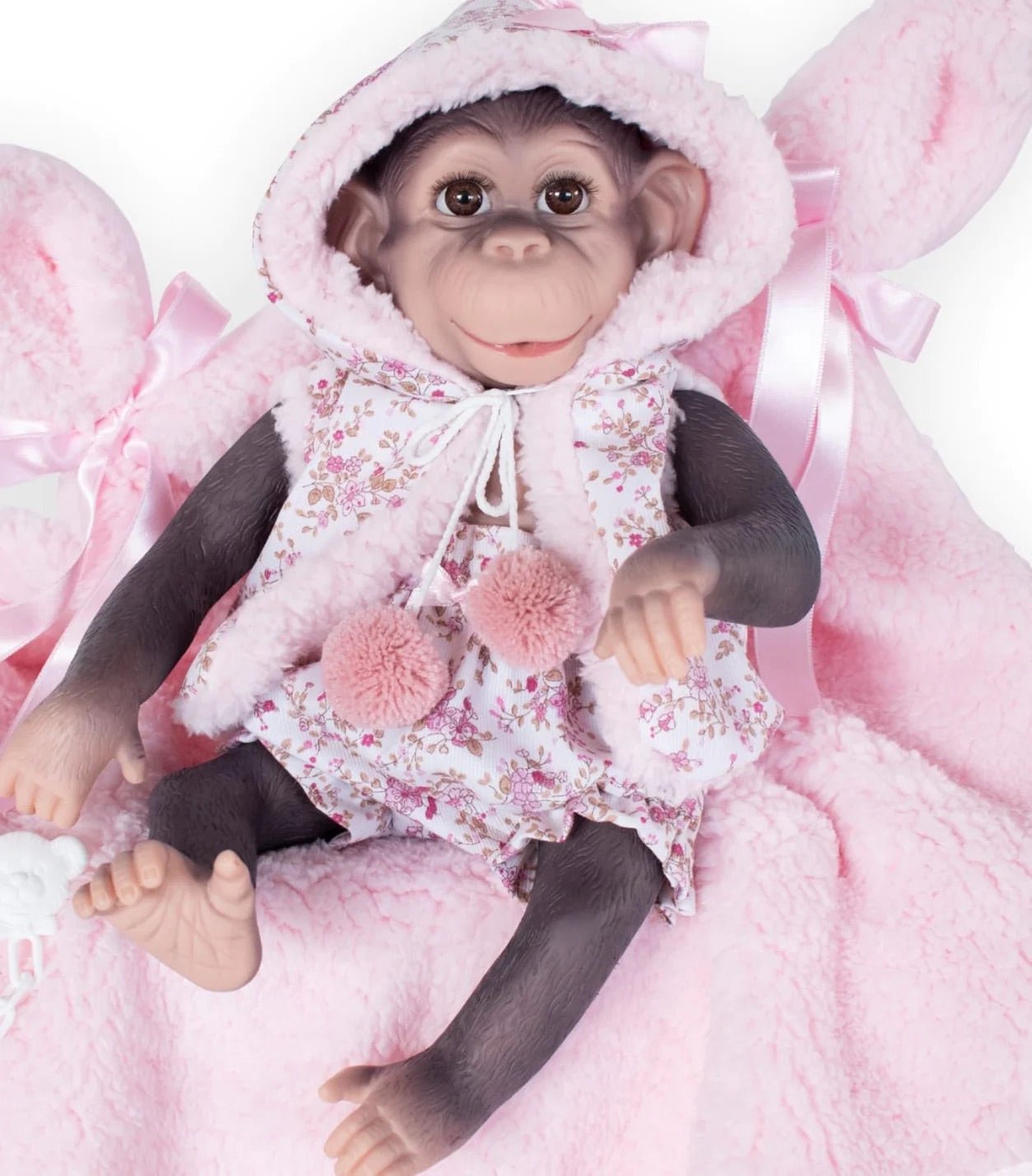 Eyelashes Reborn Monkey Pink Jacket - Loula’s Little Nursery