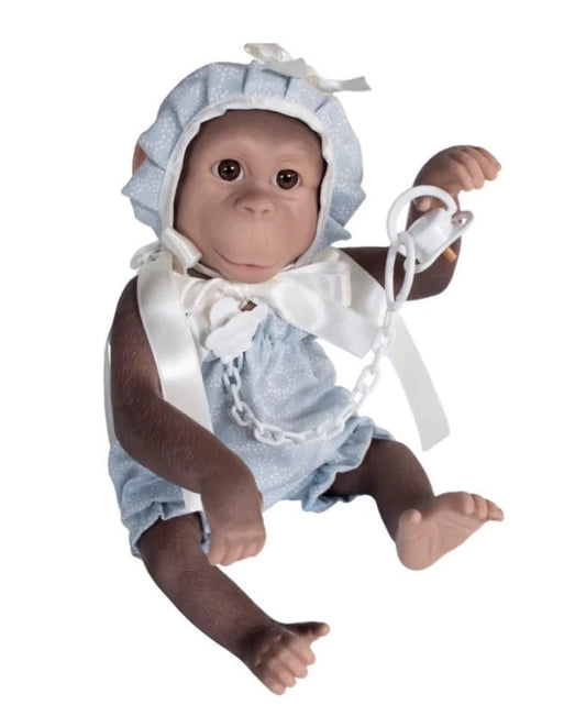 Reborn Monkey Blue Daisy Romper - Loula’s Little Nursery